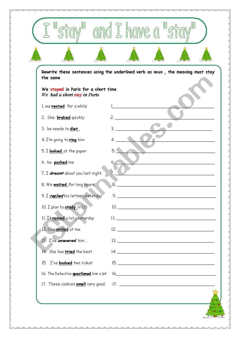 verb to noun without changing in form 