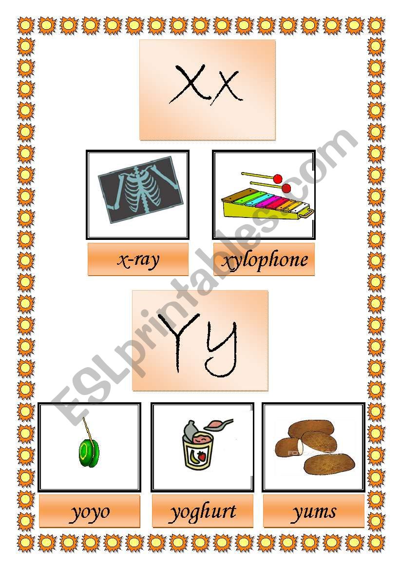 picture dictionary (x y z) 2 pages