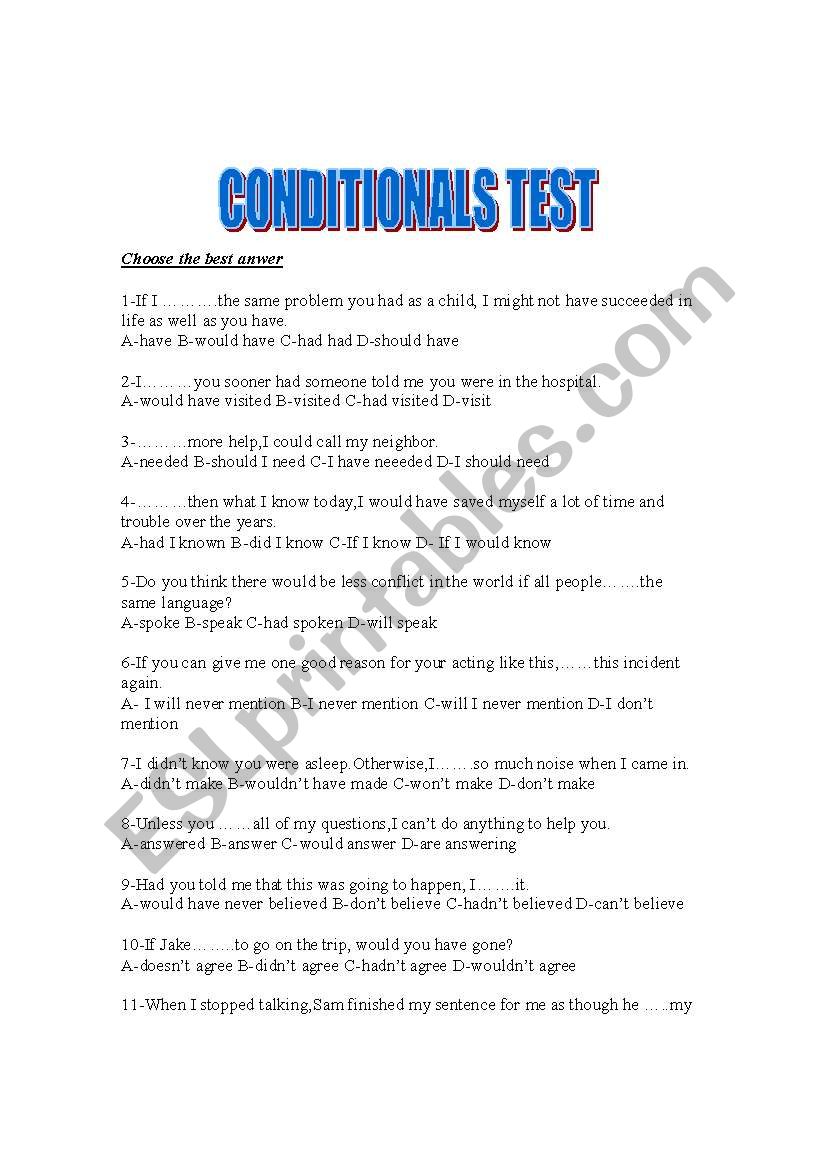 Conditionals  worksheet