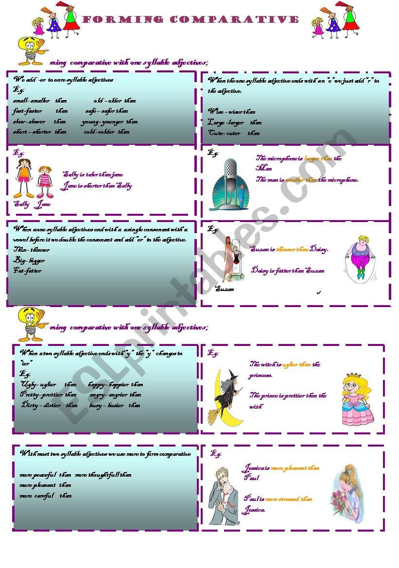 FORMING COMPARATIVE worksheet