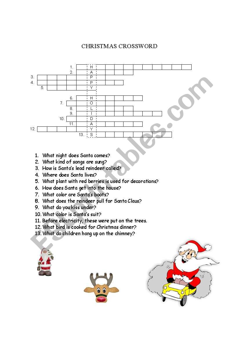 Christmas Crossword 2 worksheet