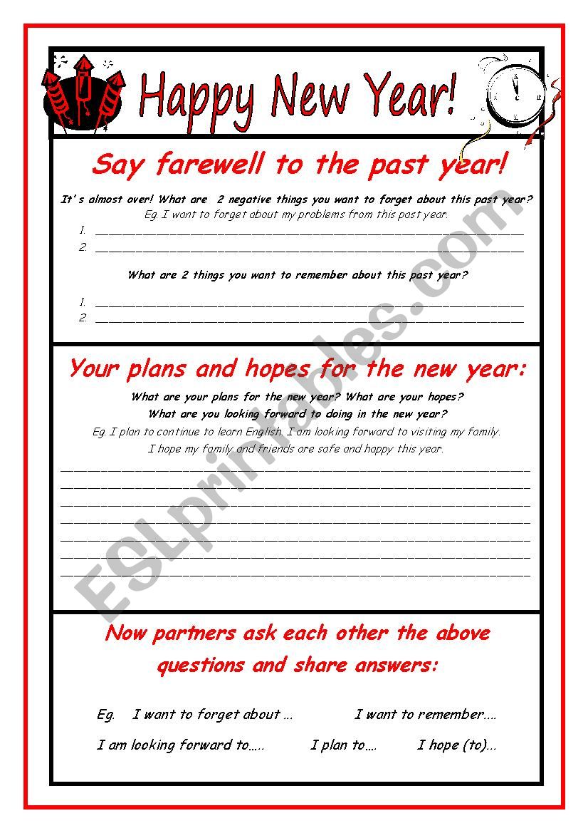 Happy New Year! Speaking Activity
