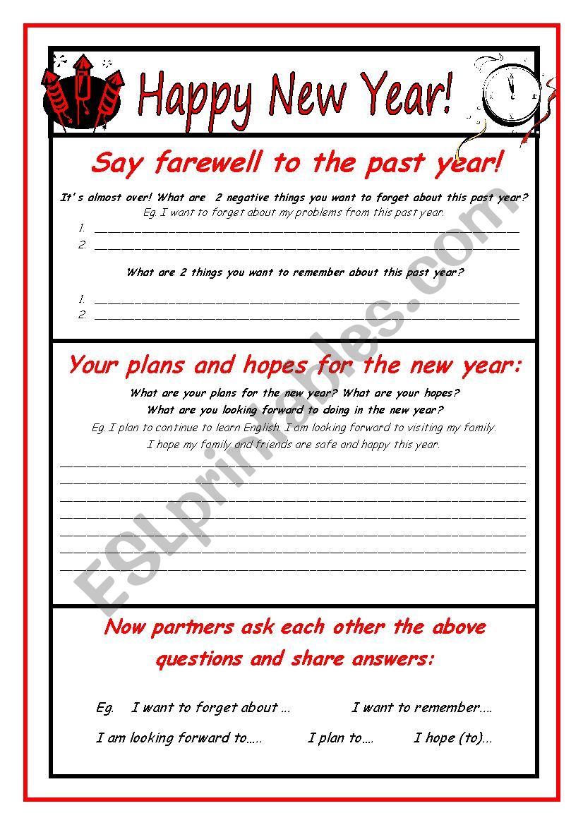 Happy New Year! Speaking Activity