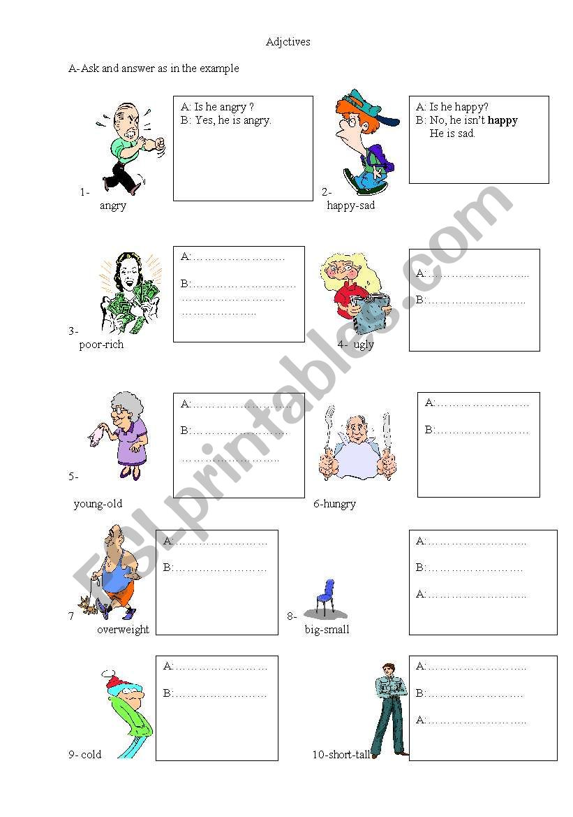 to be with adjectives worksheet