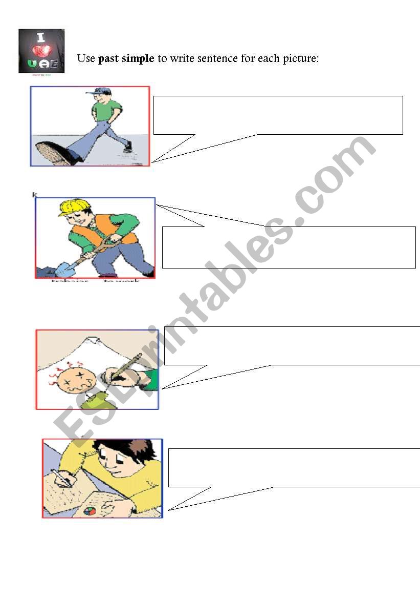 write sentences in past simple tense