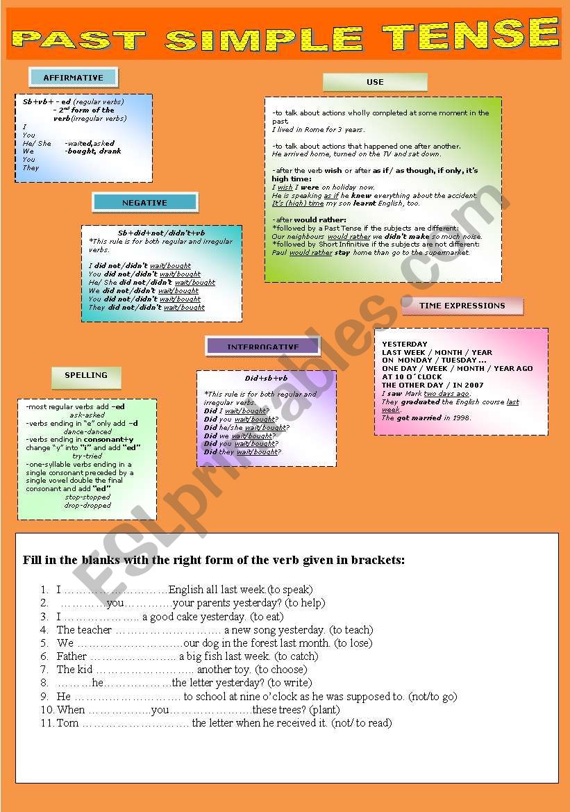 Past Tense Simple worksheet