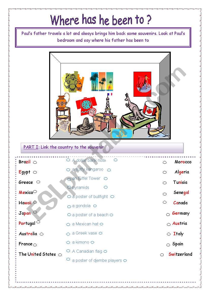 where has be been to worksheet