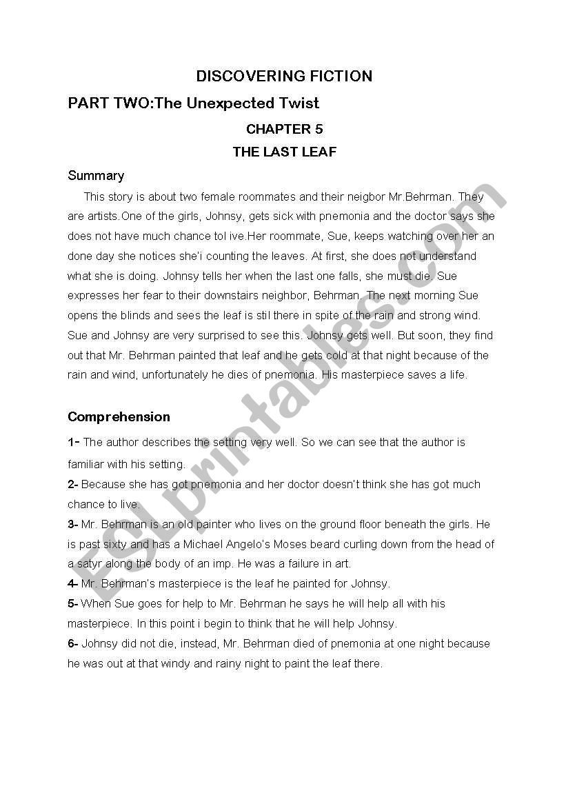 discovery fiction worksheet