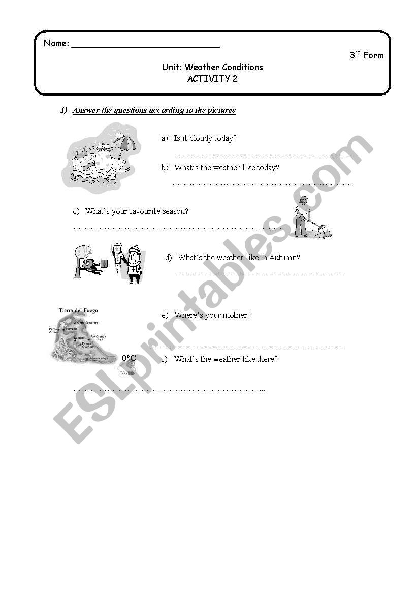 Weather 1 worksheet