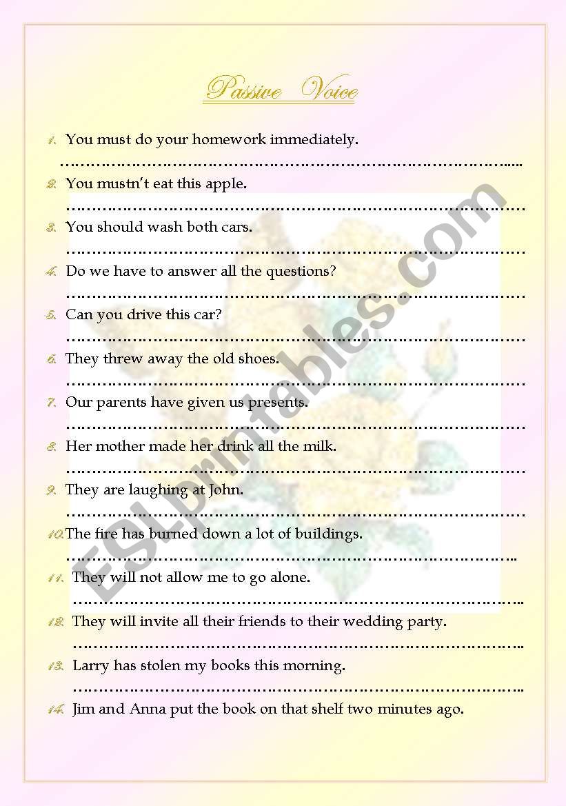 PASSIVE  VOICE worksheet