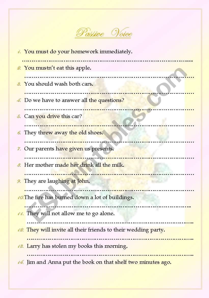 PASSIVE  VOICE worksheet