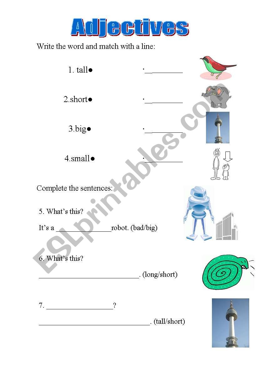 ADJECTVES worksheet