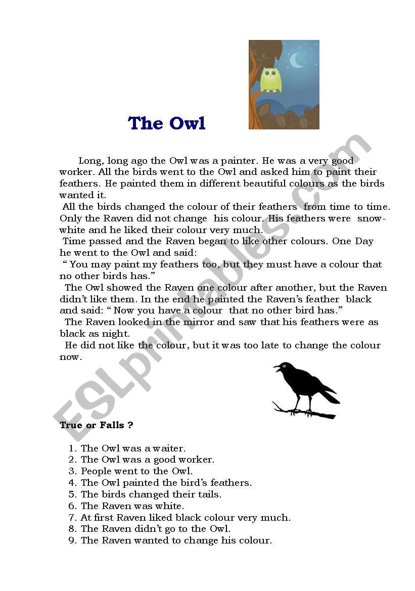 The Owl worksheet