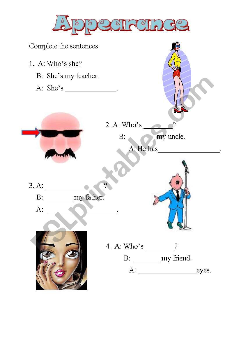 apperance worksheet