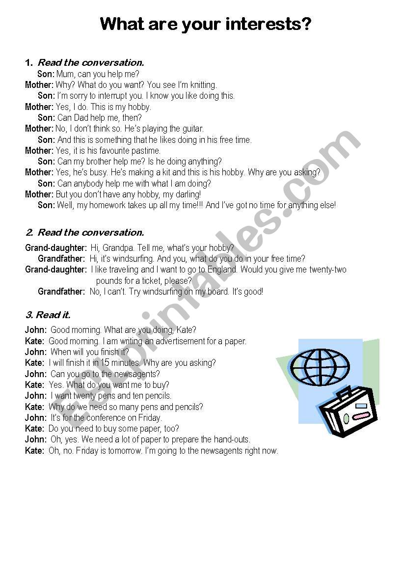 what are your interests? worksheet