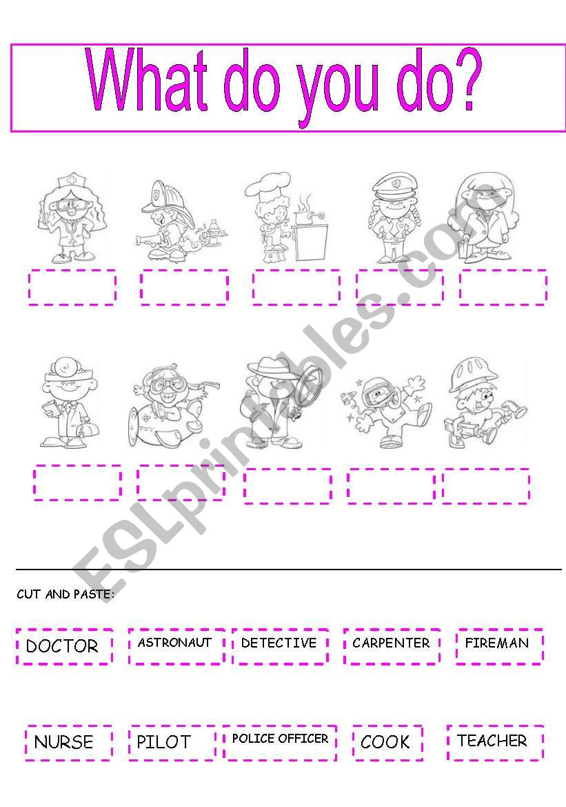 JOBS - CUT & PASTE worksheet