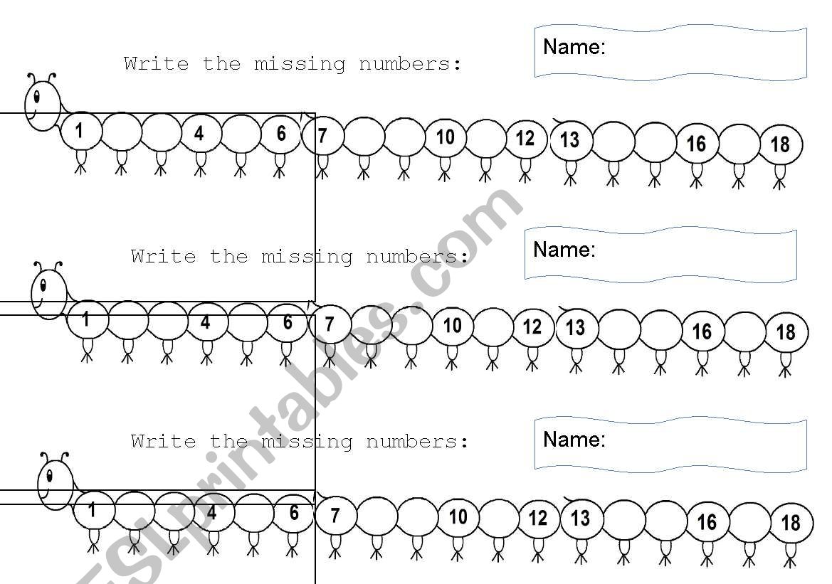 numbers in order worksheet
