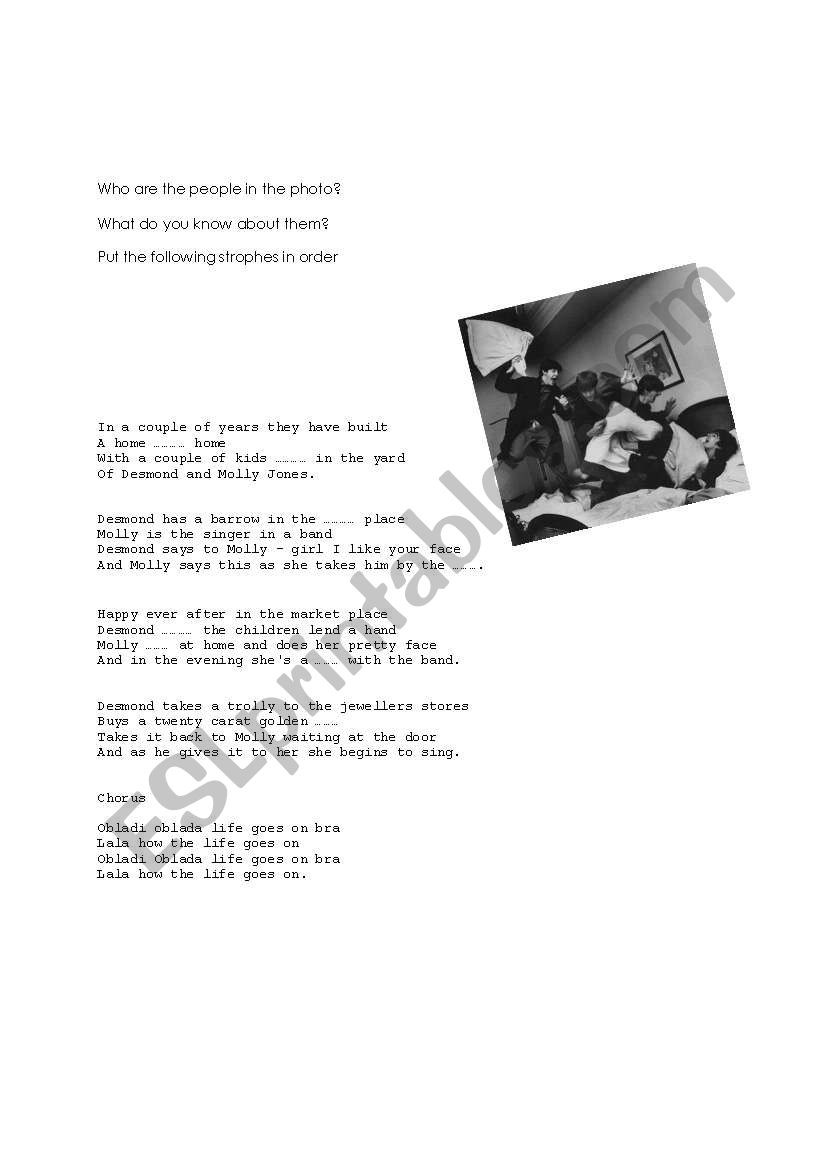 Oblad́ Obladà...with gaps, discussion and activity Oblad́ Obladà...with gaps, discussion and activity