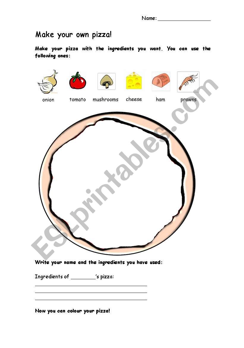 Make your own pizza! worksheet