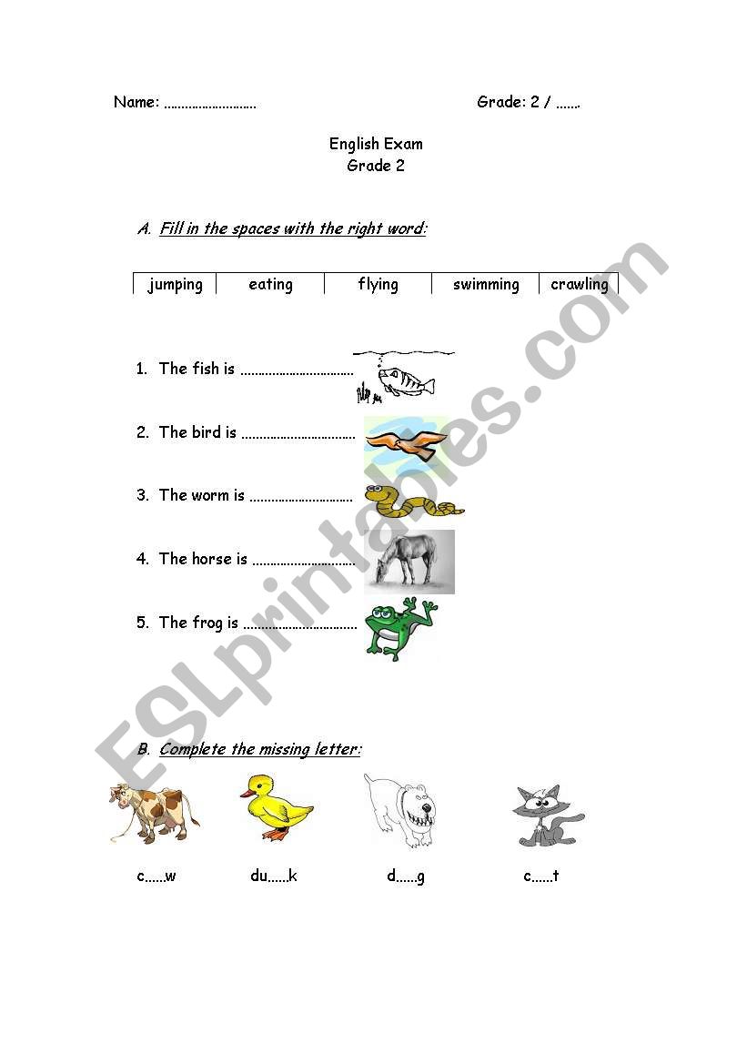 animals and actions worksheet
