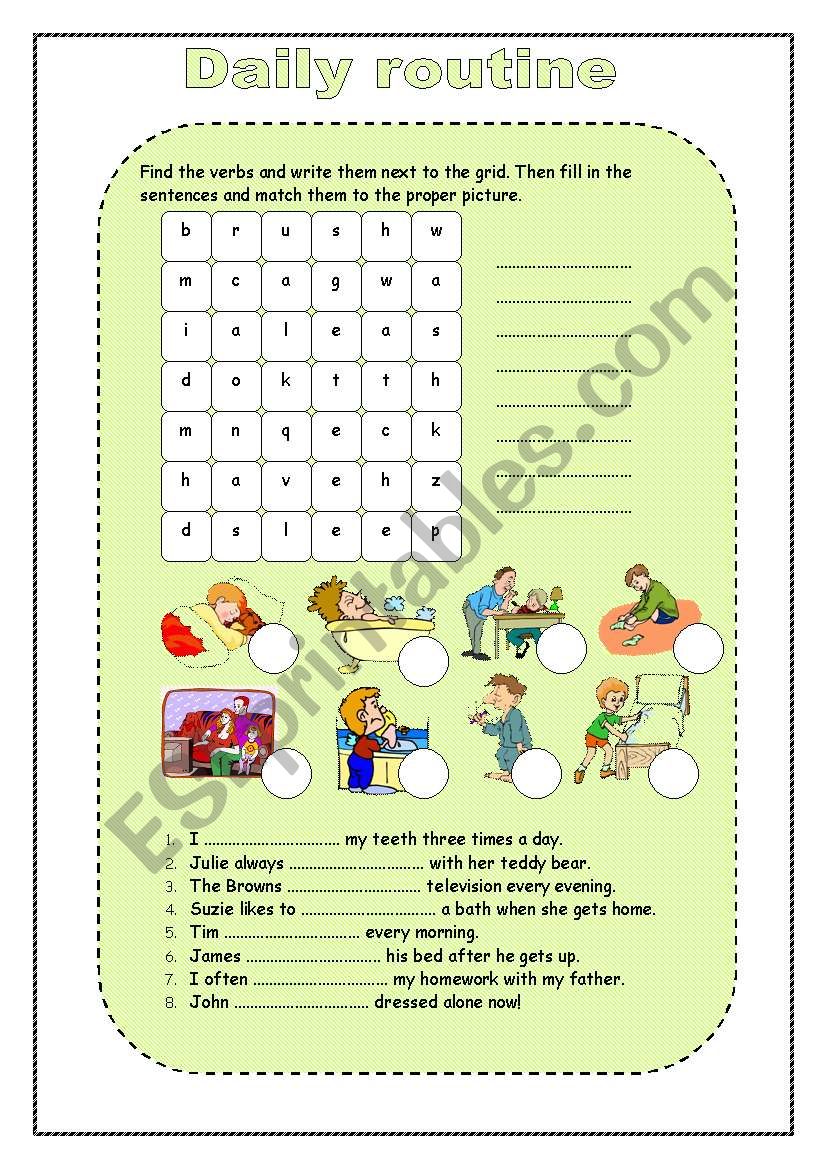 daily routine worksheet