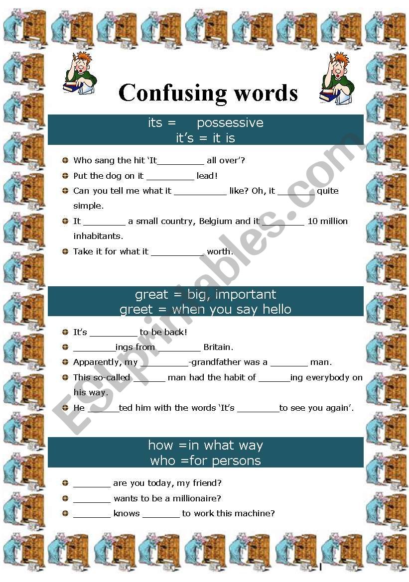 Confusing words (5 pages) worksheet