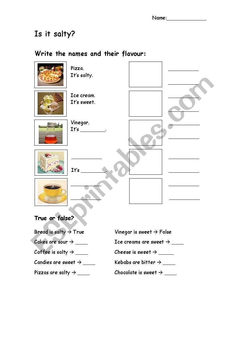 Is it salty? worksheet