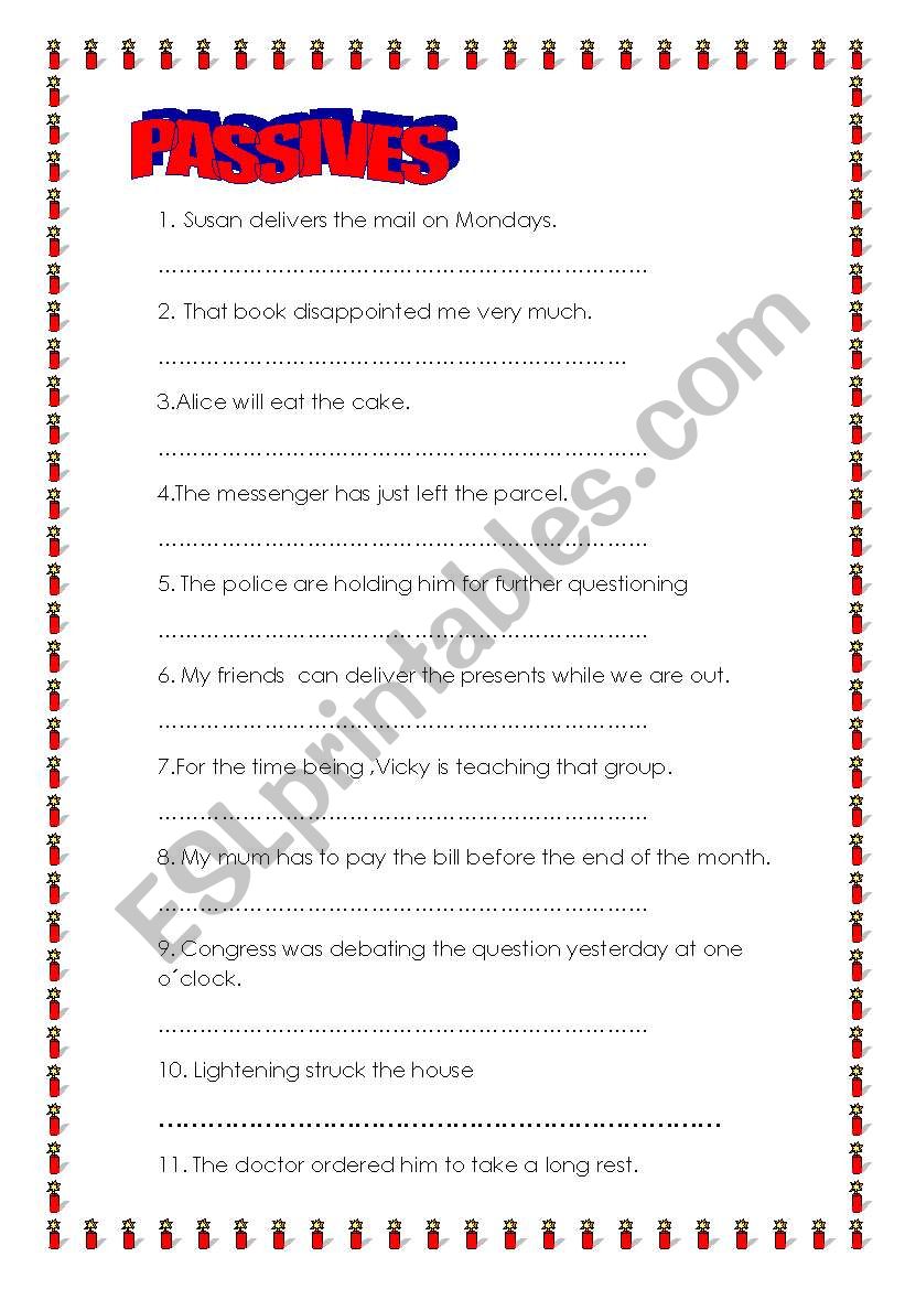 PASSIVES worksheet