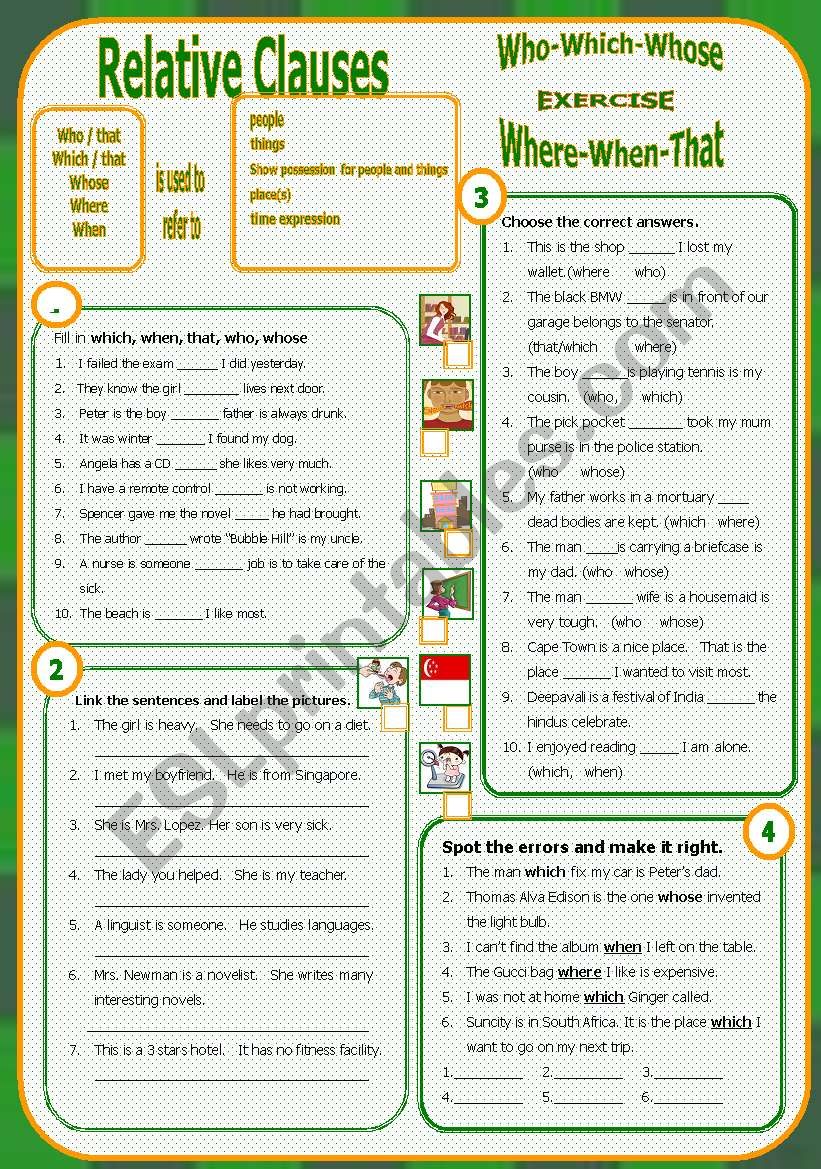 Relative Clause - Exercise worksheet