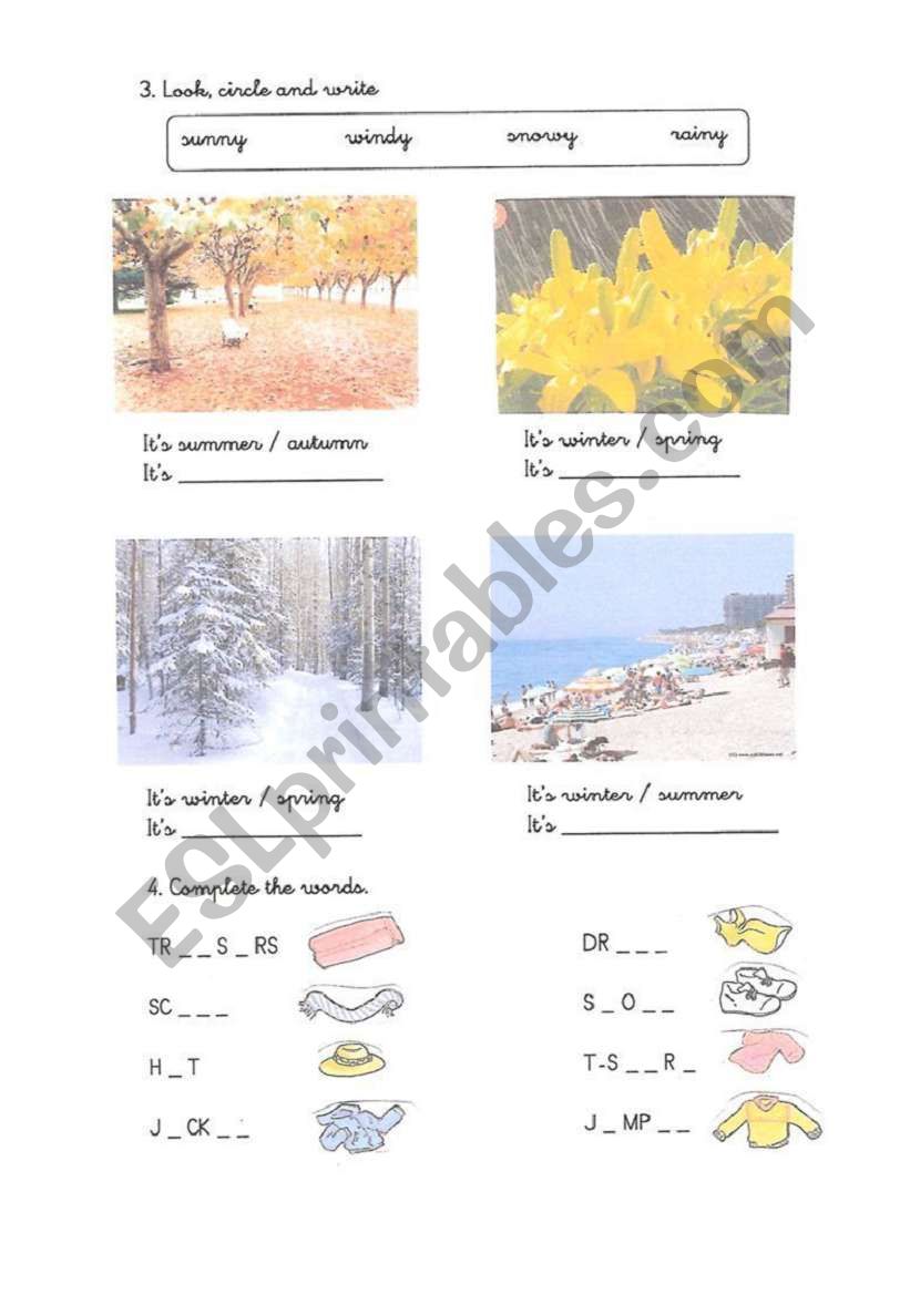 Seasons and clothes worksheet