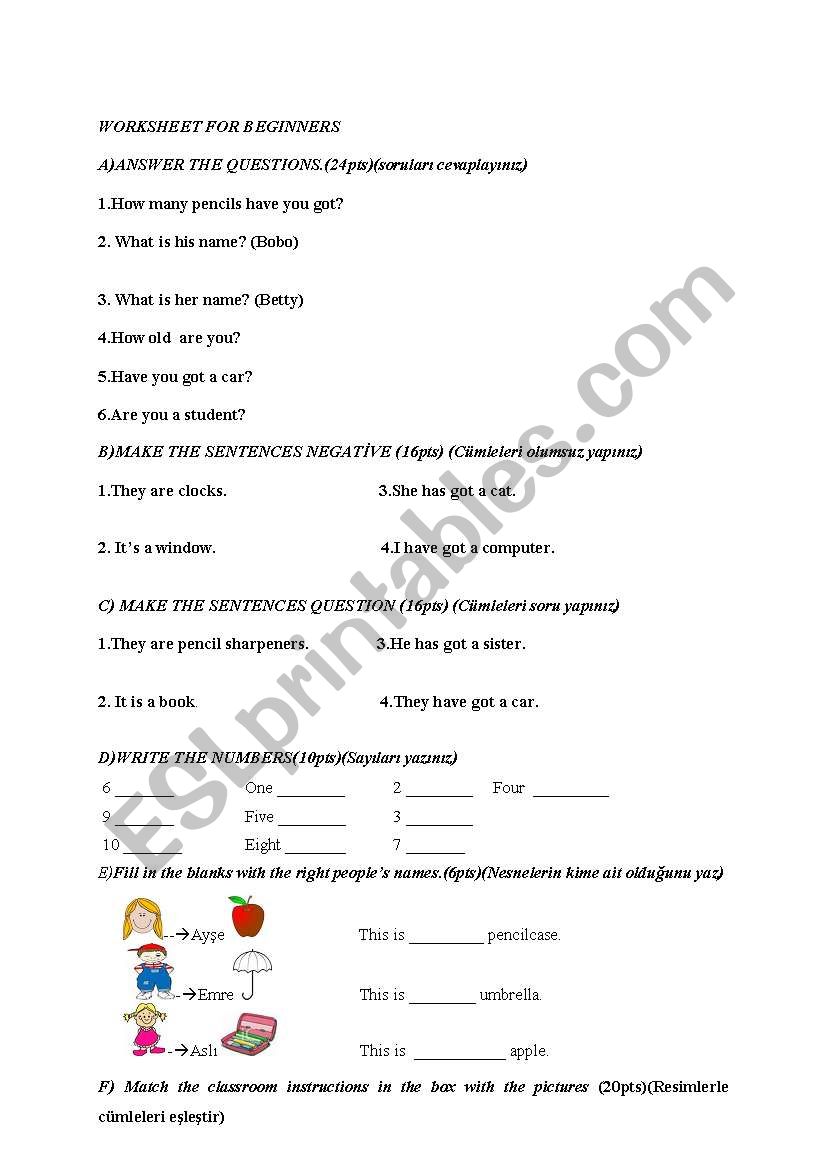 GENERAL EXERCISES worksheet