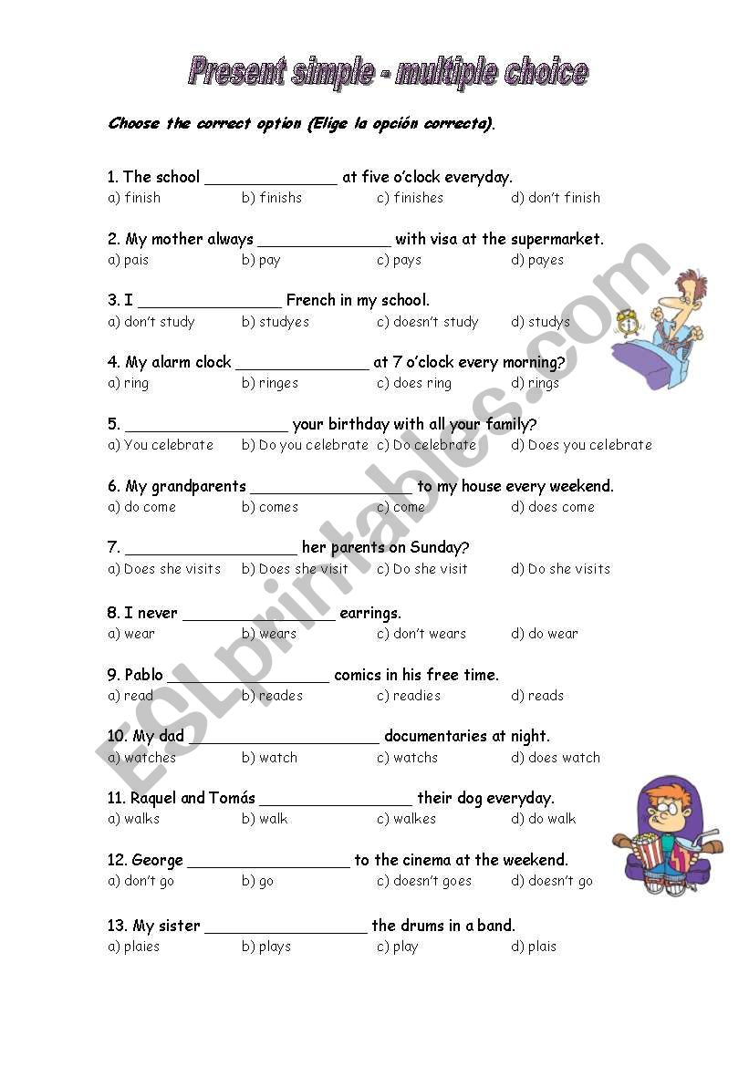 present simple multiple choice