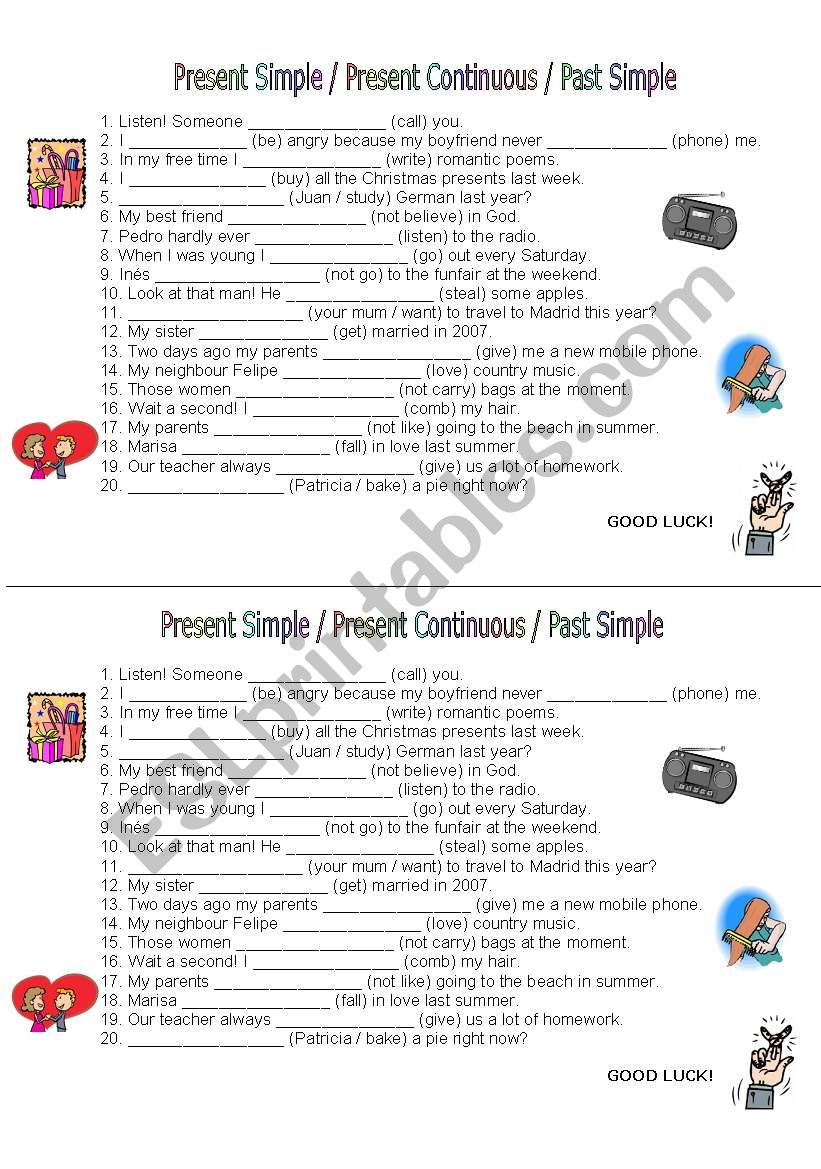 present simple, present continuous, past simple