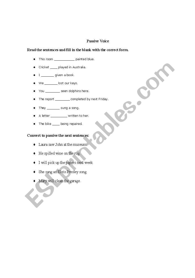 Passive Voice worksheet