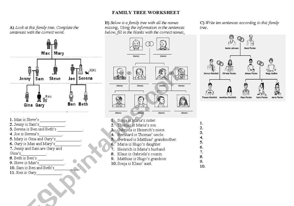 Family tree worksheet