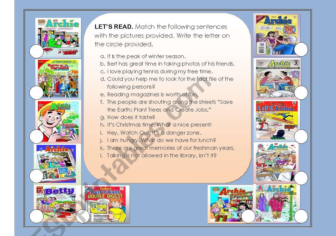 Reading and WritingActivity worksheet