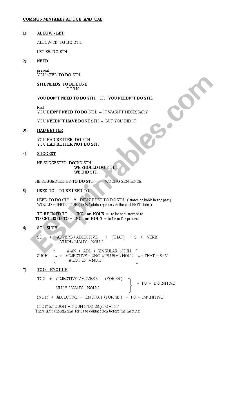 Common MIstakes At FCE and CAE