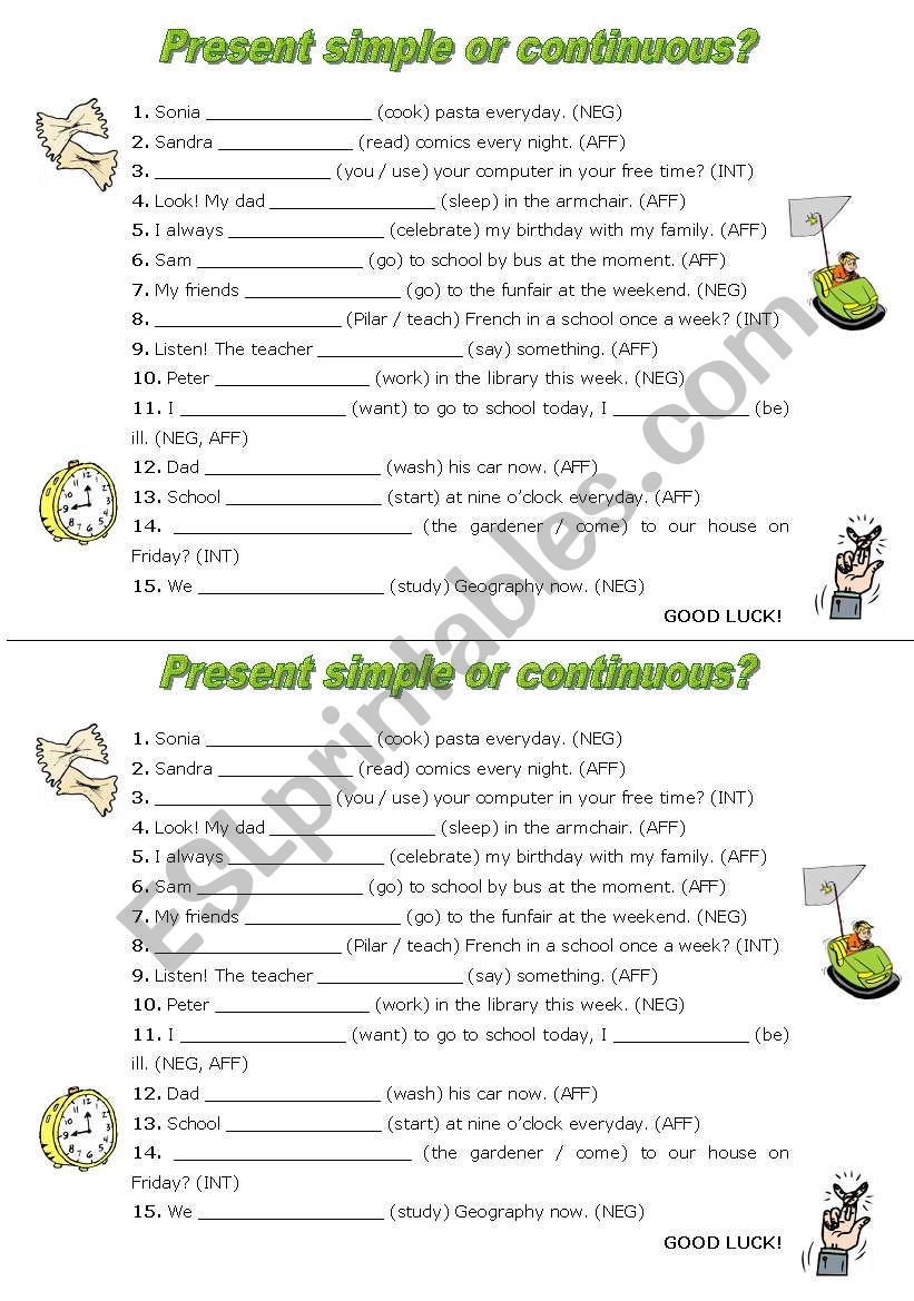 PRESENT SIMPLE OR CONTINUOUS worksheet