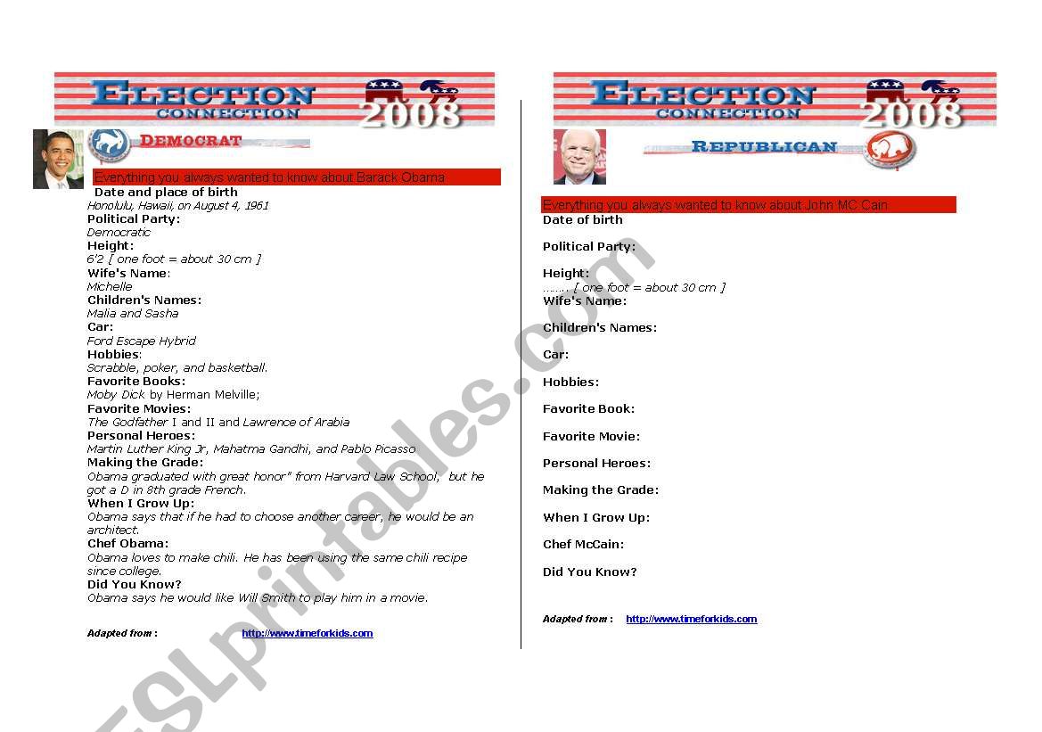 Information gap activity worksheet