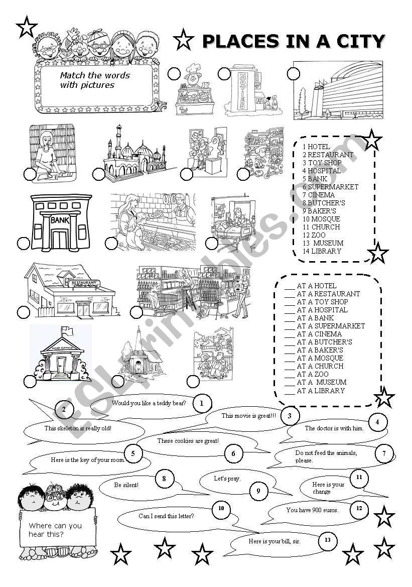 places in a city worksheet