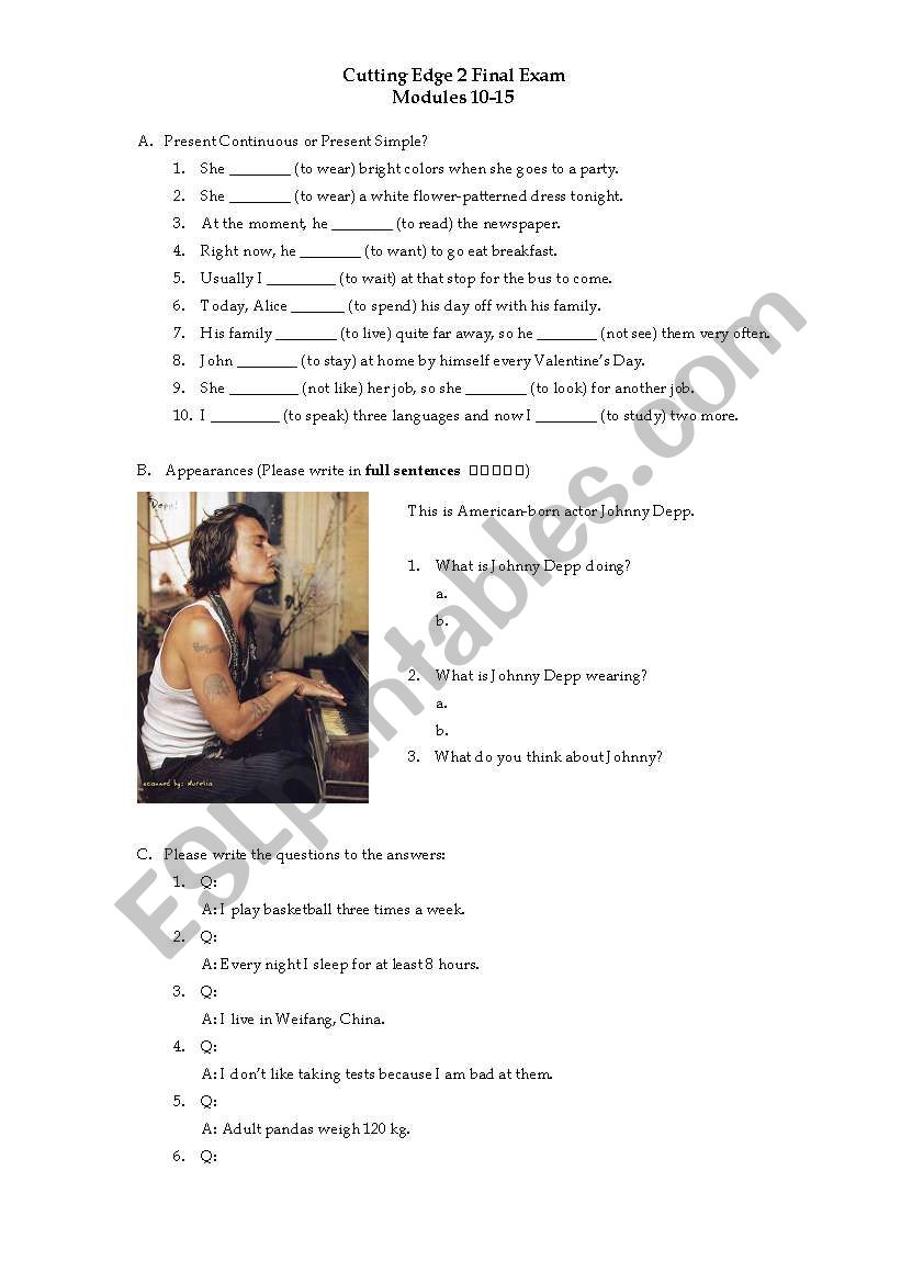 test worksheet