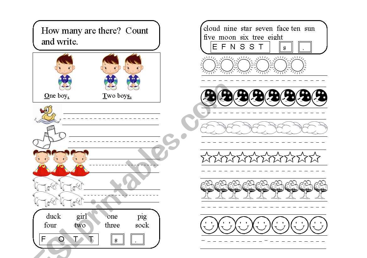 How Many? Count and write. worksheet