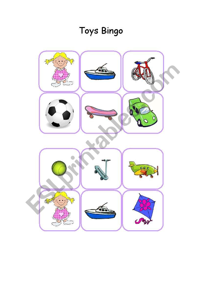 toys bingo worksheet