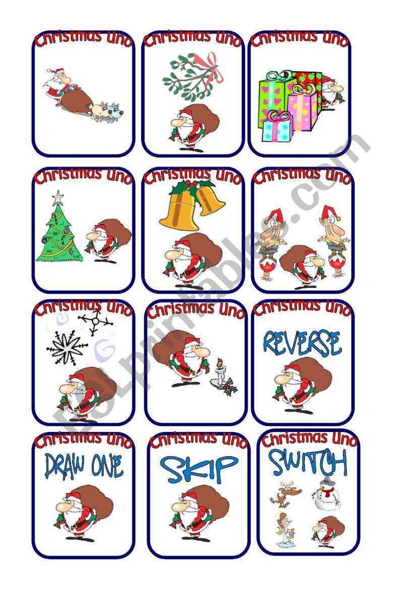 Christmas UNO (part 4 of 4) worksheet
