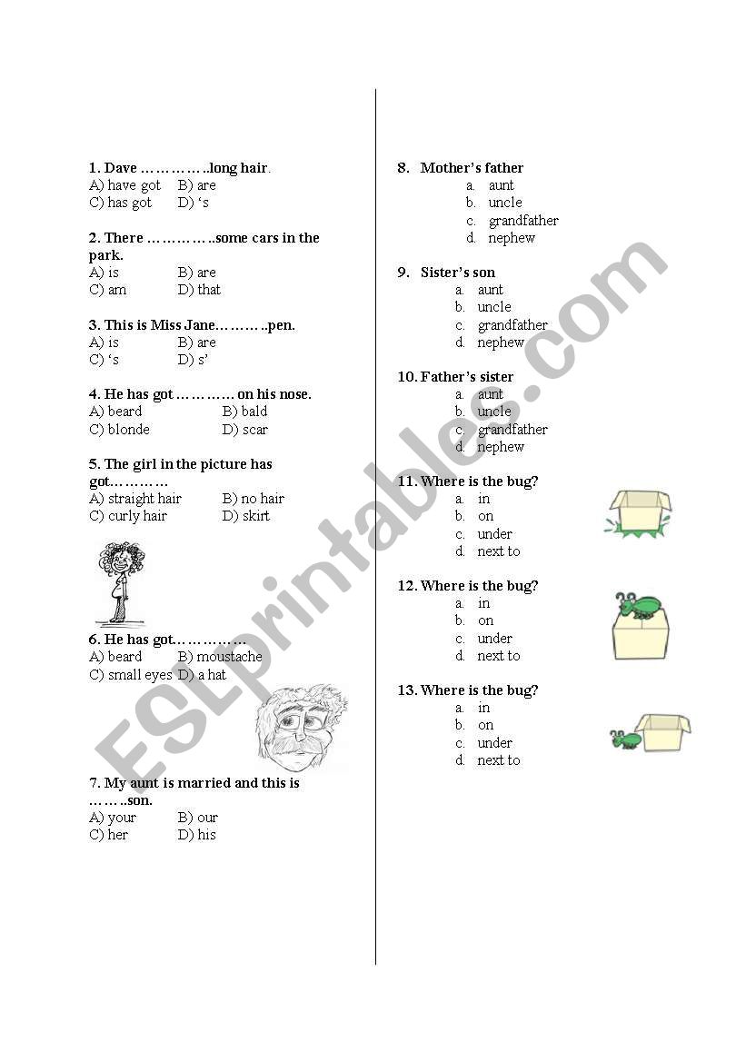 SBS test worksheet