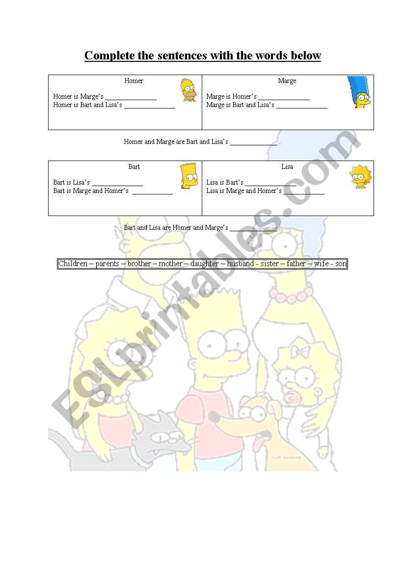 family links with the Simpson worksheet