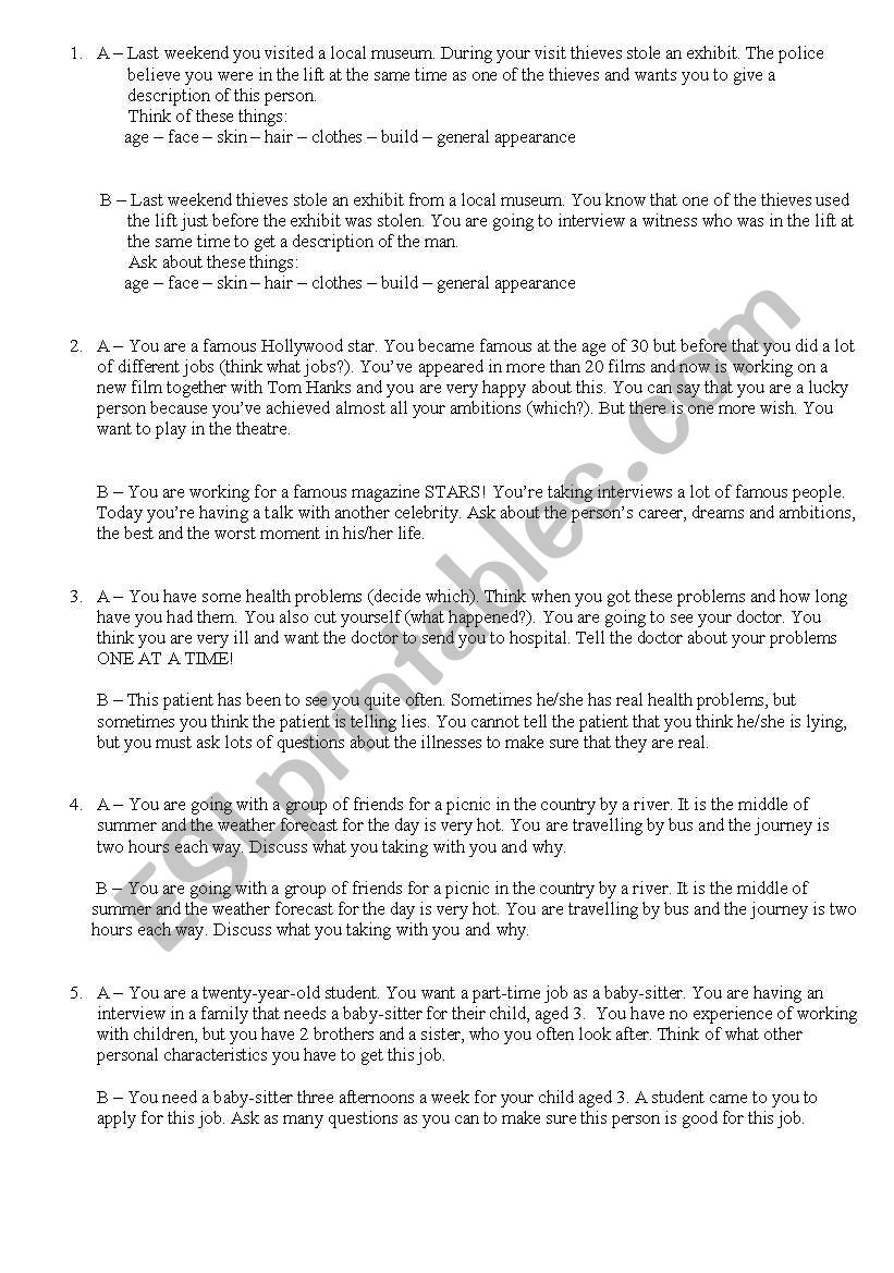 Oral speech practice. Dialogues