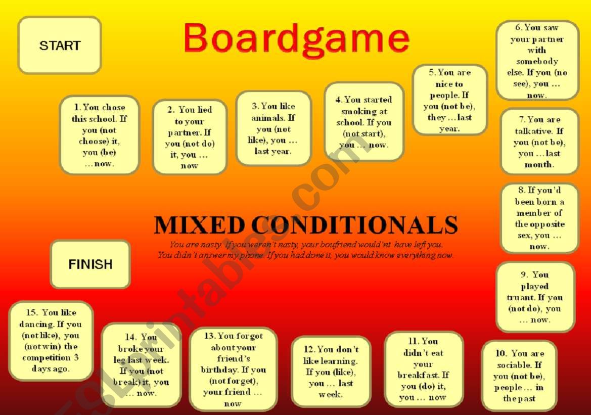 Mixed Conditionals boardgame worksheet