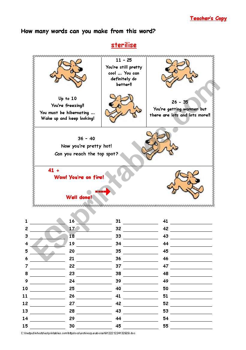 UNSCRAMBLE THIS WORD worksheet