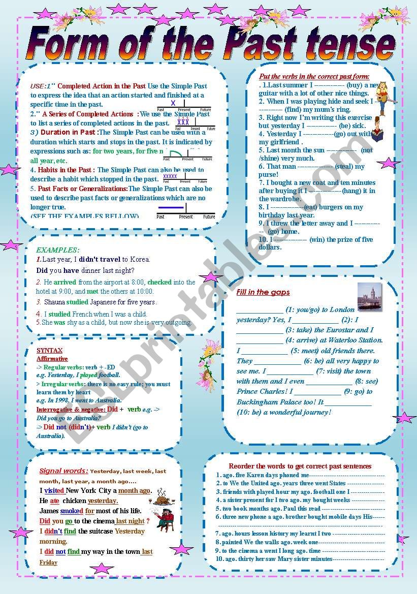 Form of the past Tense worksheet